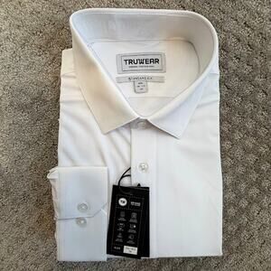 TruWear Men Long Sleeve Dress Shirt 2XL 18 1/2 White Performance NWT $97 MSRP
